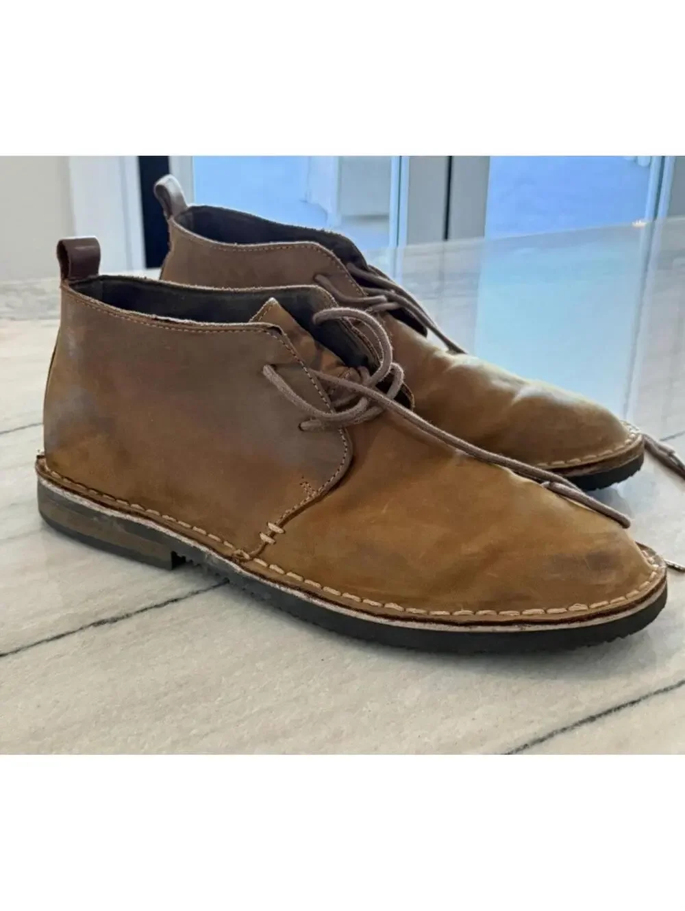 ✨ Men’s Brown Leather Chukka Desert Boots Lace Up Ankle Shoes Sz 9 ✨